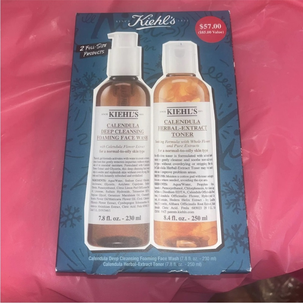 Kiehl's Cleanse & Soothe Calendula Duo Skincare Holiday Gift Set: NIB